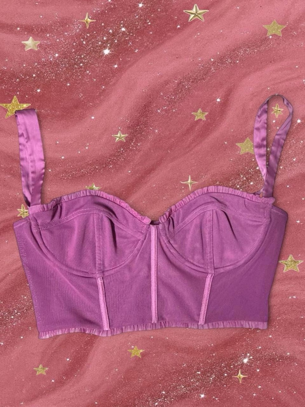 Oh Polly Lavender Longline Bustier Crop Top